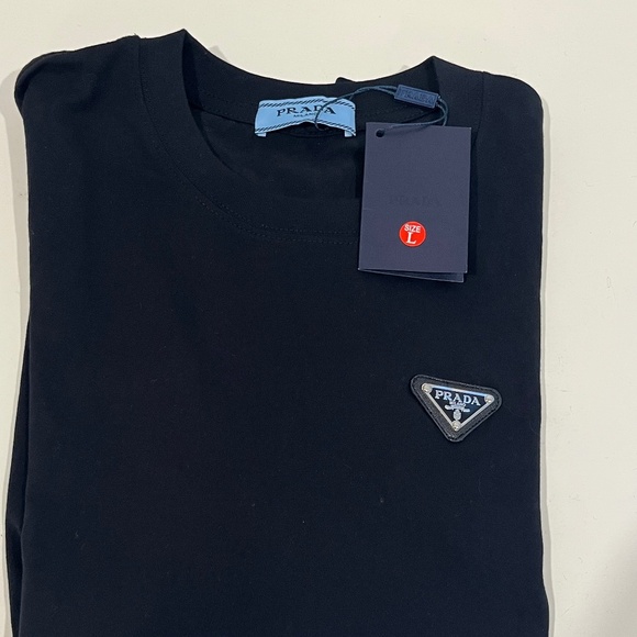 Prada Black Cotton T-Shirt NEW WITH TAGS Womens Large or Mens Small - Picture 7 of 13
